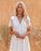 Bohemian Style Deep-V Short Sleeves Floral Lace Maxi Dress On Sale