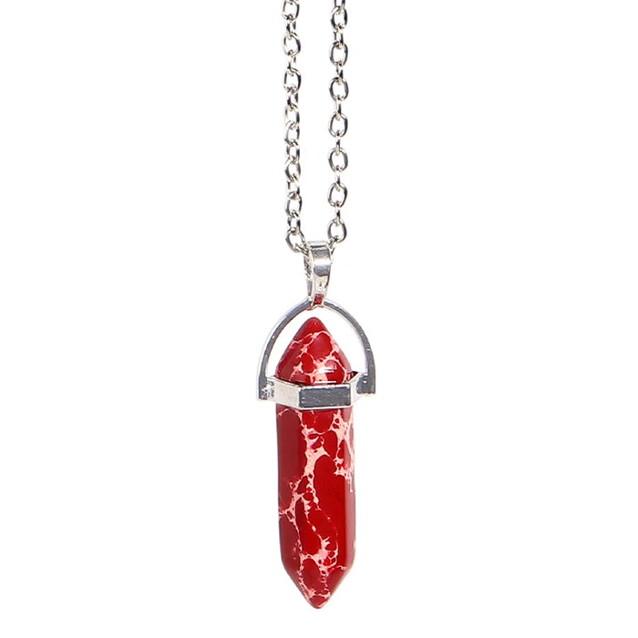 Natural Quartz Crystal Hexagonal Pillar Bullet Pendant Necklaces On Sale