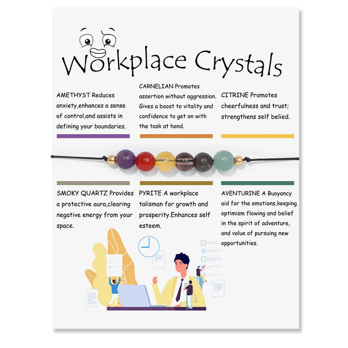 Smooth Round Natural Gem Stone Energy Bracelets for Workplace On Sale – Amethyst, Citrine, Carnelian, Smoky Quartz, Pyrite, Aventurine