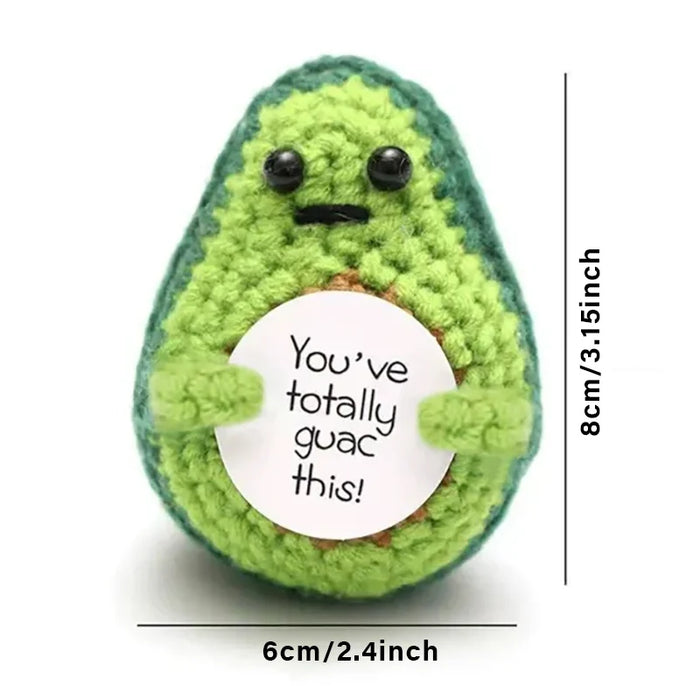 Handmade Positive Message Cute Upbeat Avocado Crochet Plush Dolls For Desktop And Home Decor On Sale