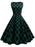 Green Diamond Pattern Printed Scoop Neck Vintage Style Summer Dress On Sale