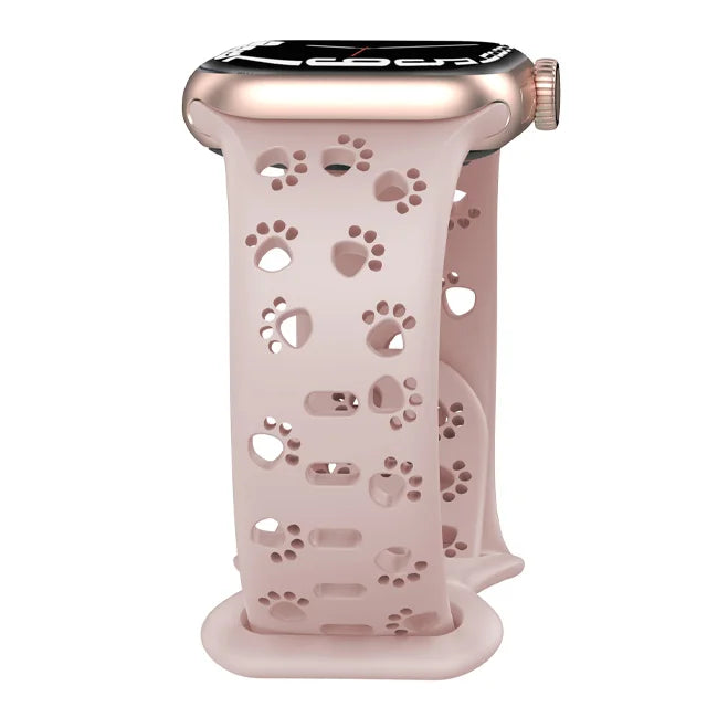 Pink Animal Paws Hollow-out Design Silicone Strap for Apple Watch Band Ultra 2, Series 10, 9, SE, 8, 7, 6, 5 On Sale