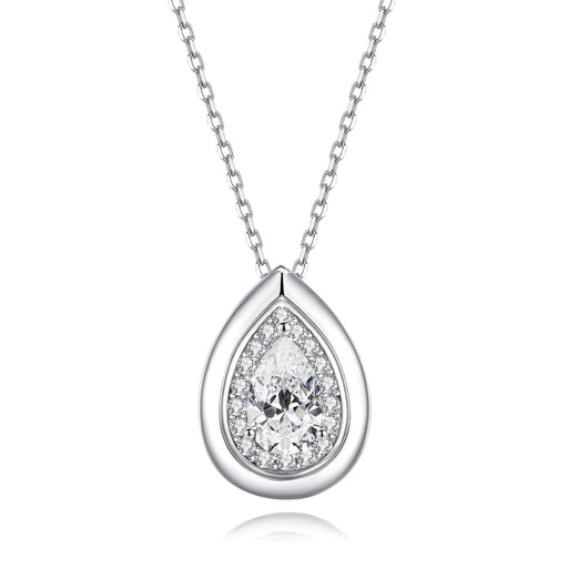 Silver Color 925 Sterling Silver Pear Cut Moissanite Pendant Necklace On Sale