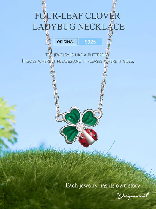 925 Sterling Silver Green Lucky Cloverleaf And Ladybug Earrings Jewelry Set On Sale