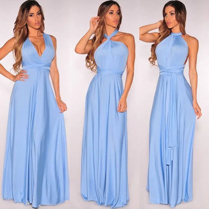 Light Blue Maxi Convertible Long Dress On Sale