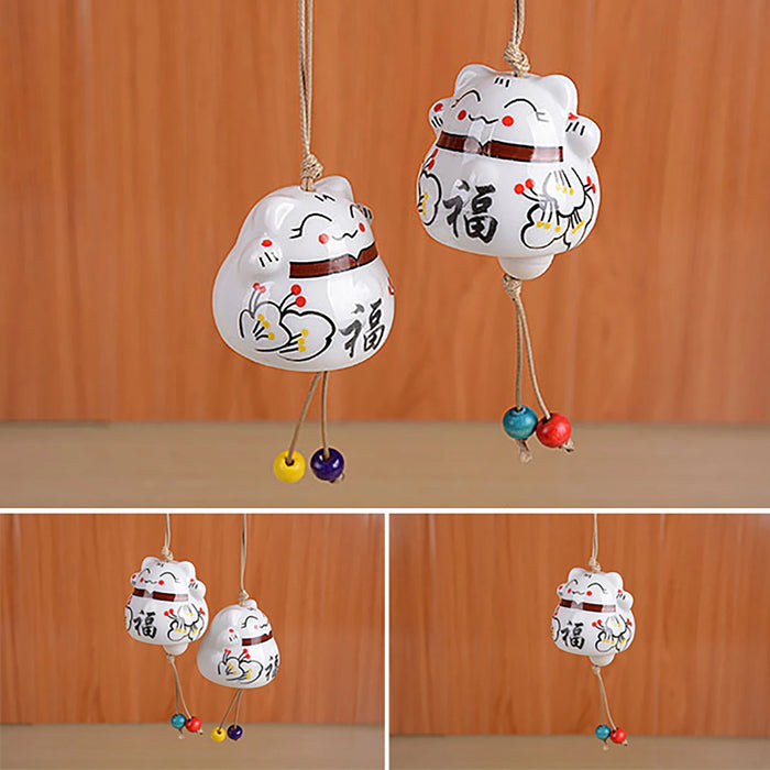 Fortune Cat Hanging Ceramic Wind Chime On Sale