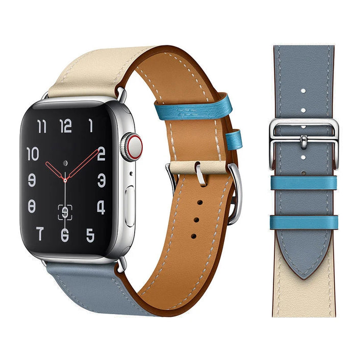 Blue Lin Craie Genuine Leather Loop Apple Watch Band For iWatch Series On Sale 
