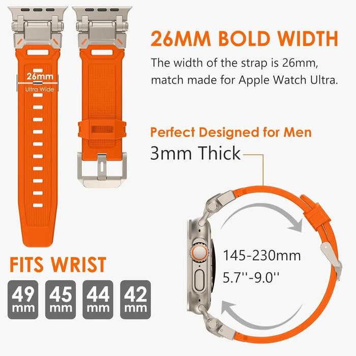 316L Stainless Steel Connectors Adjustable Loop Rugged Sports Bands For Apple Watch Strap Series 42mm, 44mm, 45mm, 46mm, 49mm On Sale