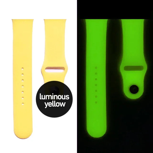 Luminous Yellow Glow In The Dark Silicone iWatch Bracelet For Apple Watch On Sale