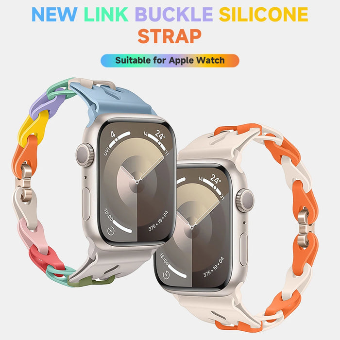 Bike Chain Link Silicone Watch Band for Apple Watch Compatible Models 38mm - 49mm On Sale
