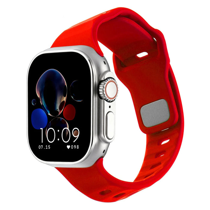 Red Irregular Shape Adjustable Silicone Sporty Watch Band Compatible with Apple Watch 38mm–49mm On Sale | Replacement Watch Band Compatible with Apple Watch Series 1–11, SE & Ultra 