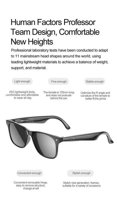 Smart AI Glasses Wireless Bluetooth Call Built-In Mic Speakers Sunglasses On Sale