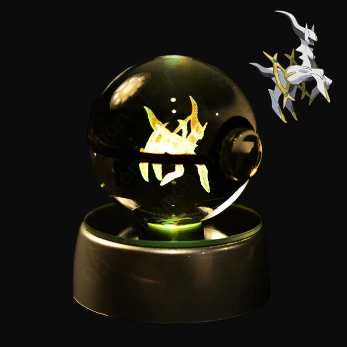 3D Crystal Glass Poke Ball Night Lights Collection Contained Inside Anime Arceus Character On Sale