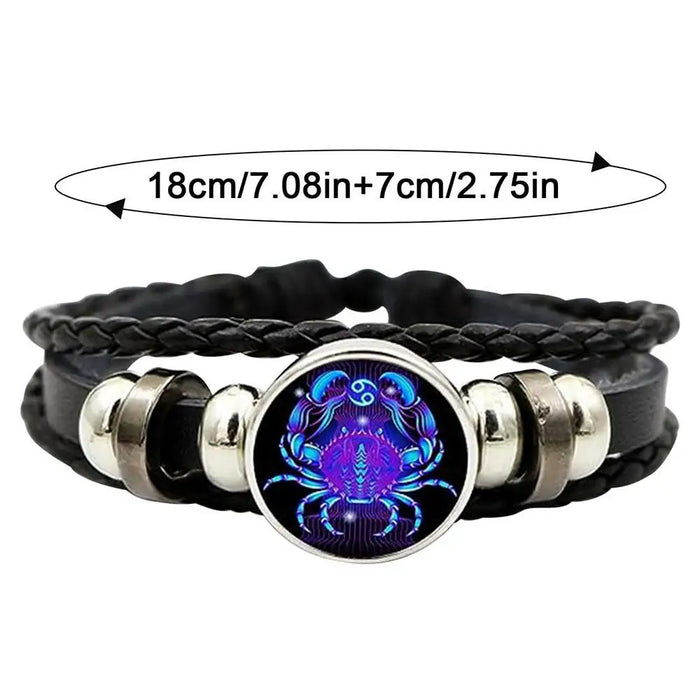 Cancer Glows Zodiac Leather Bracelet On Sale
