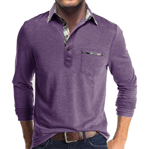 Purple Modern Long Sleeve Men Polo Shirt On Sale