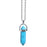 Natural Turquoise Quartz Crystal Hexagonal Pillar Bullet Pendant Necklaces On Sale