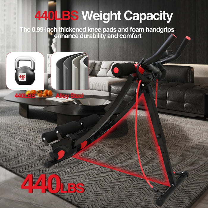 Height Adjustable Foldable Ab Exercise Machine with LCD Monitor, Dual Track Core Trainer for Home Gym On Sale