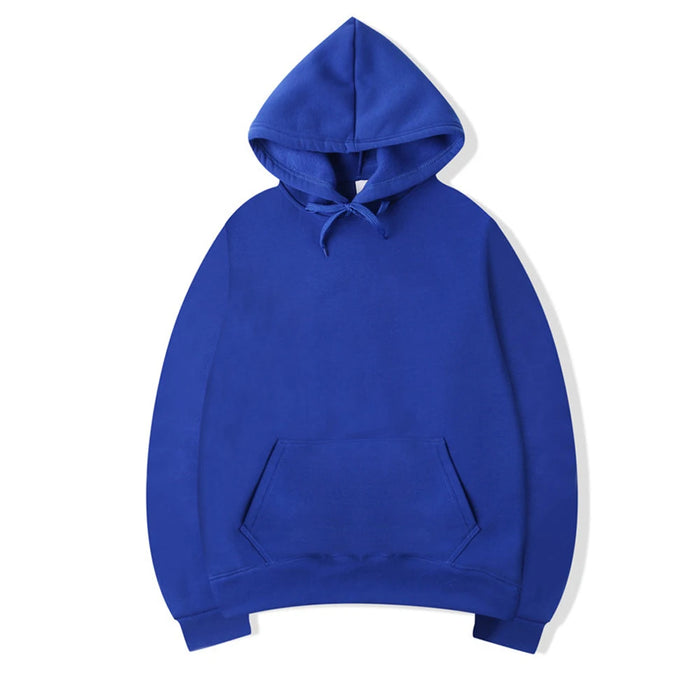 Super Comfy Blue Solid Color Pullover Hoodie Unisex Casual Streetwear Sweatshirt On Sale