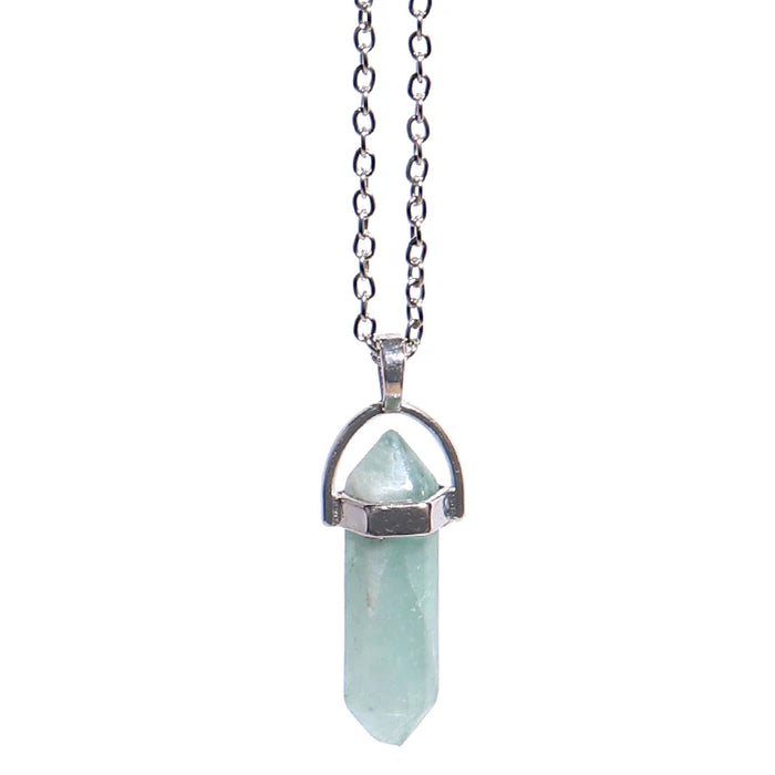 Natural Quartz Crystal Hexagonal Pillar Bullet Pendant Necklaces On Sale