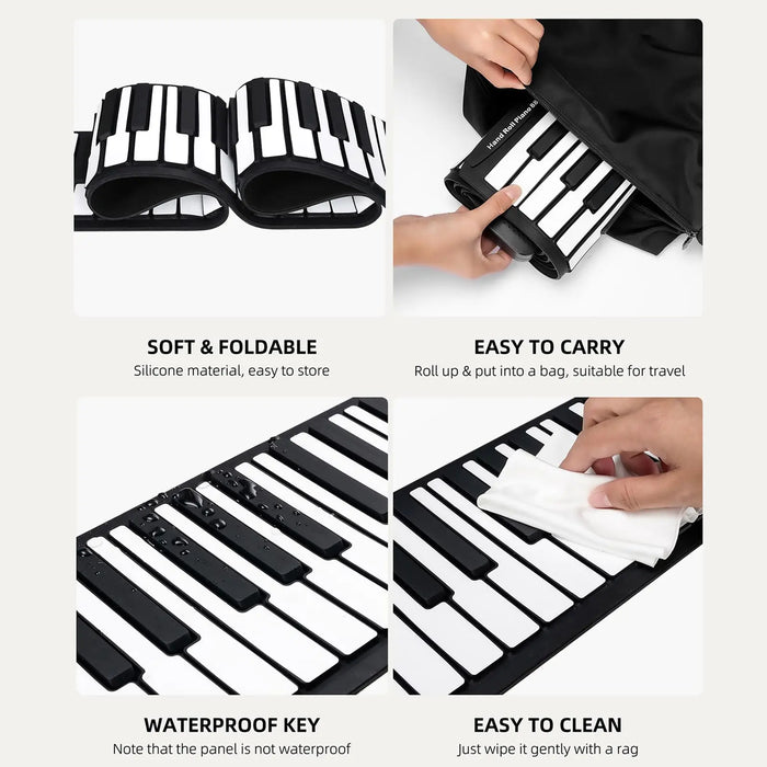 88 Keys Foldable Roll-up Digital Piano With Rechargeable Battery 128 Rhythms And Tones On Sale