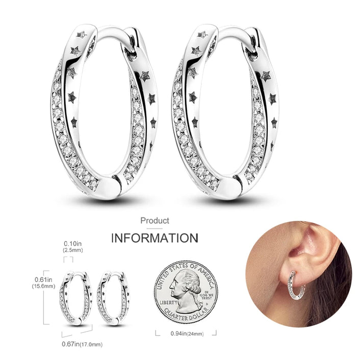 Elegant Infinity Stars inspired 925 Sterling Silver Hoop Earrings On Sale