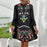 Black Bohemian Style Floral Printed Sleeve Lace Dress On Sale