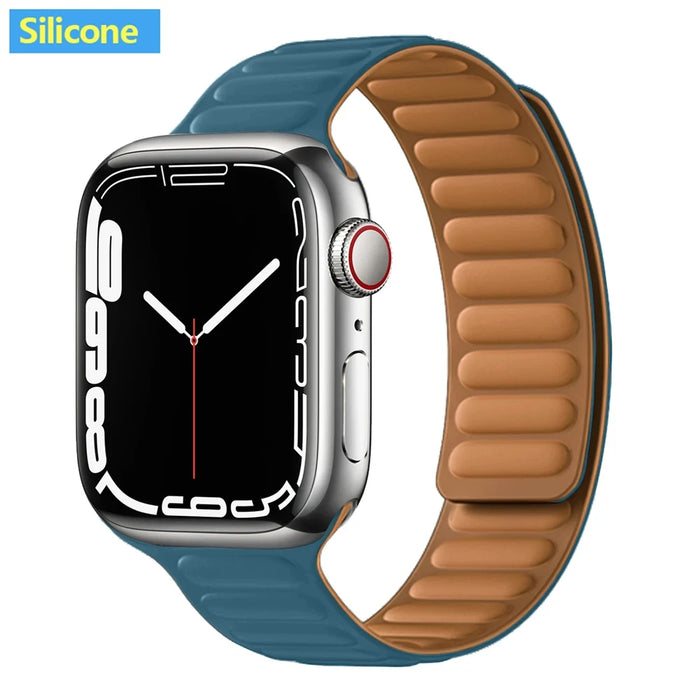 Blue Silicone Link Magnetic Loop Apple Watch Band On Sale