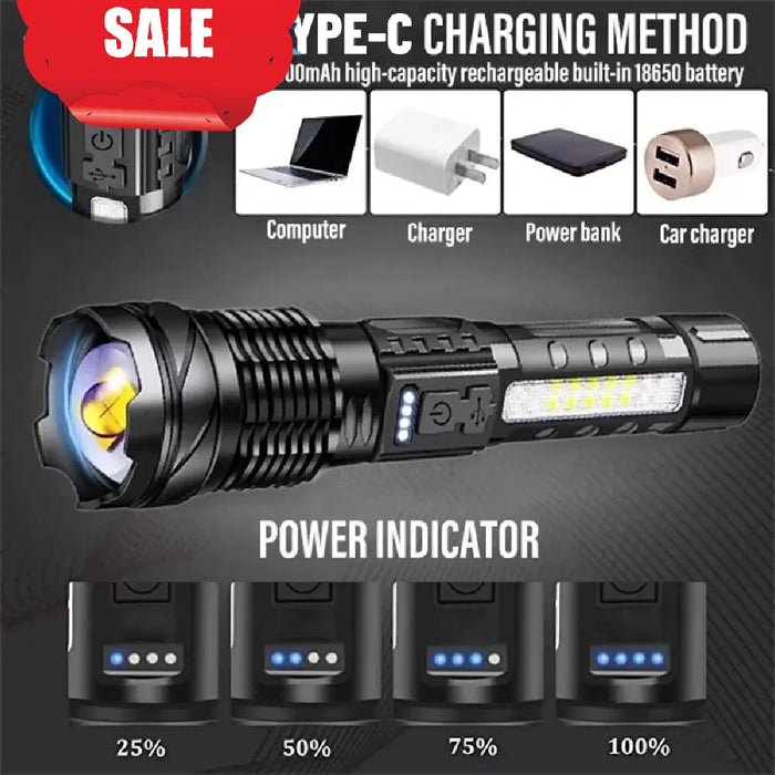 LED Zoomable Handheld Flashlight For Outdoors On Sale