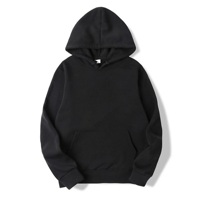 Super Comfy Black Solid Color Pullover Hoodie Unisex Casual Streetwear Sweatshirt On Sale