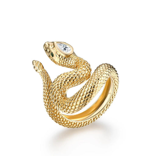D Color Pear Cut Moissanite Diamond Yellow Gold Plated S925 Silver Cocktail Snake Ring On Sale
