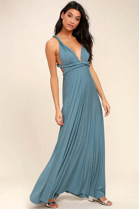 Huilan Blue Green Maxi Convertible Long Dress On Sale