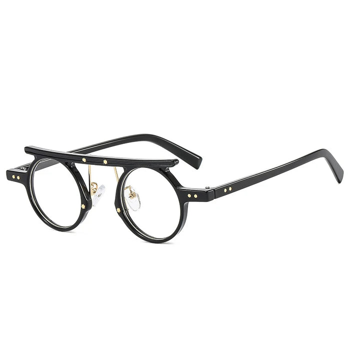 Black Clear Retro UV400 Round Steampunk Sunglasses On Sale