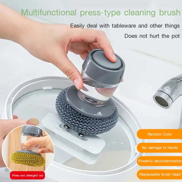 Soap Dispensing Pot Cleaning Scrubber Brush On Sale