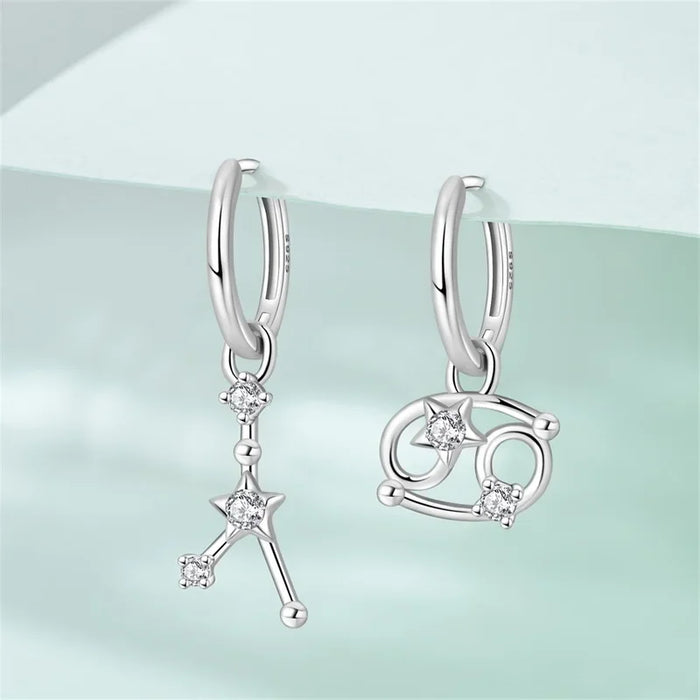 12 Constellation 925 Sterling Silver Cancer Hoop Earrings Timeless Zodiac Elegance On Sale