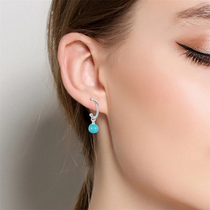 Elegant Ocean-Inspired 925 Sterling Silver Hoop Earrings Optional Luminous Accent On Sale