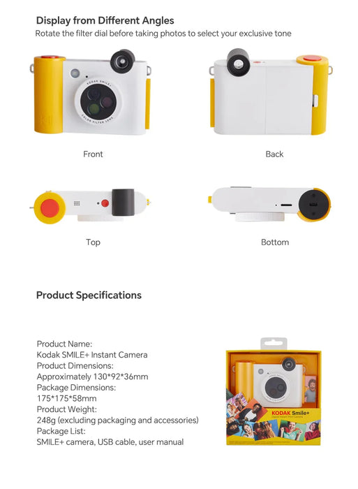 Kodak Smile+ 10MP Wireless Digital Instant Camera With Zink Inkless Printing On Sale