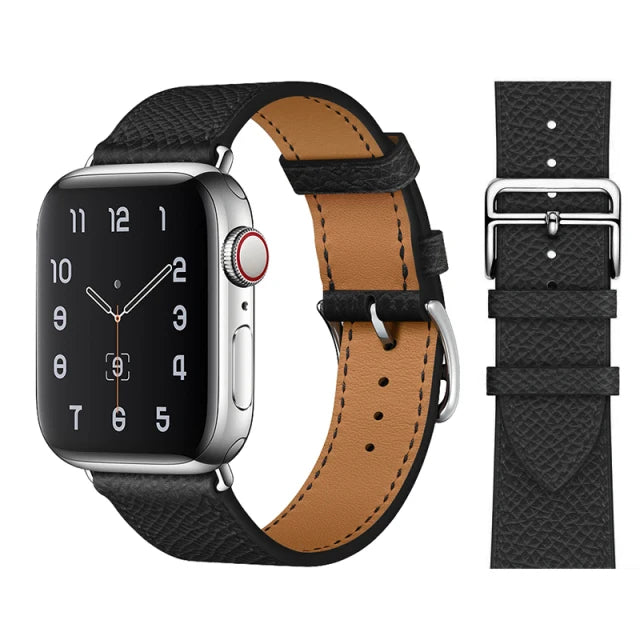Lichee Black Genuine Leather Loop Apple Watch Band For iWatch Series On Sale