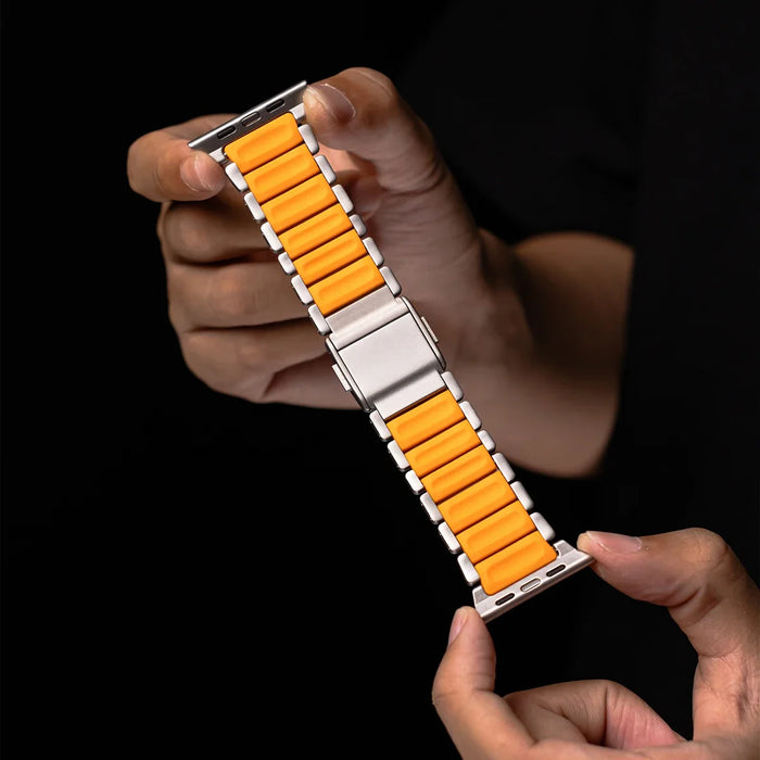 Luminous Magnetic Titanium-style Watch Band Compatible With Apple Watch Series On Sale