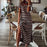 Black and Khaki Stripes Casual Loose Fitted Long Split Maxi Beach Lounge Dress On Sale