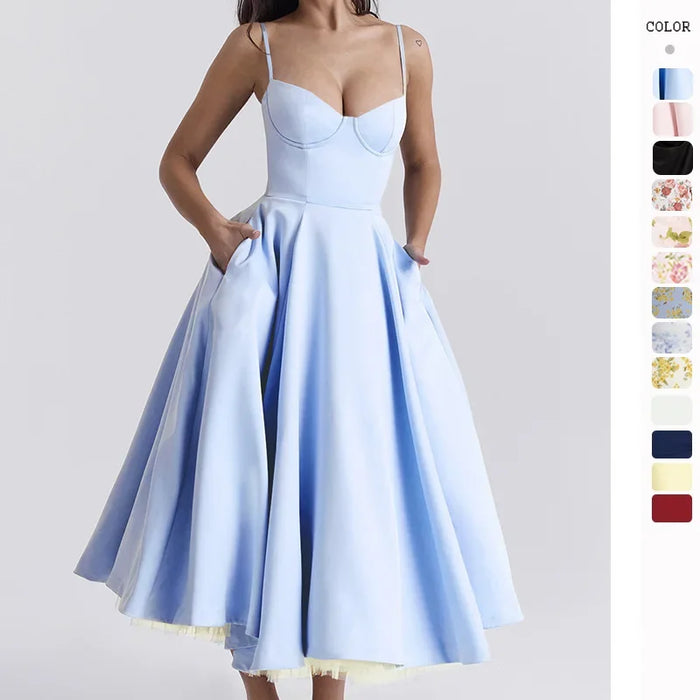 Baby Blue A-Line Vintage Style Temperament Dress On Sale