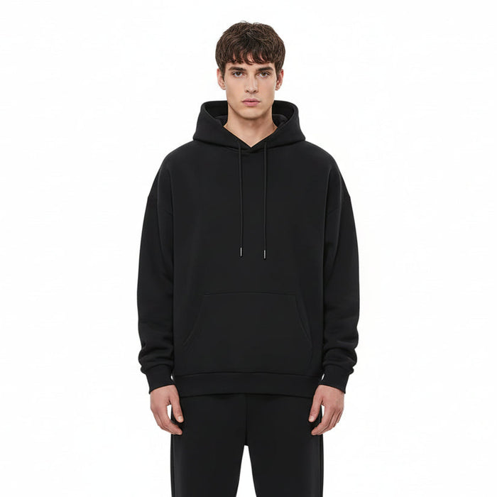 Unisex Plush Hoodie With Eye Mask Design In Black On Sale