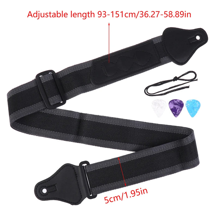Adjustable Electric Guitar Strap with 3 Guitar Pick Holders Design - Acoustic Guitar Belt On Sale