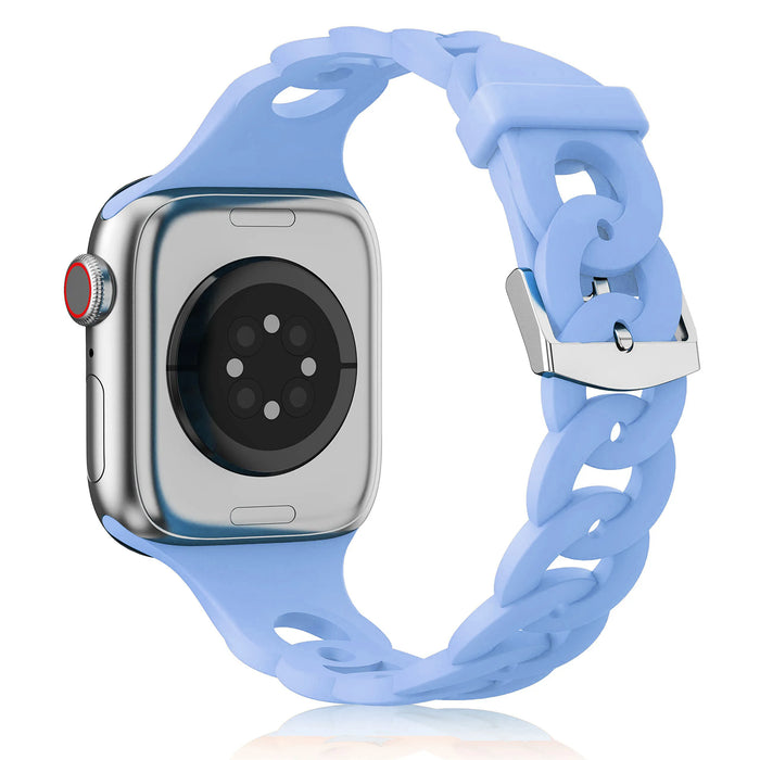 Lilac O-Ring Silicone Chain Link Bracelets For Apple Watch Band 38mm, 40mm, 41mm, 42mm, 44mm, 45mm, 46mm, 49mm On Sale
