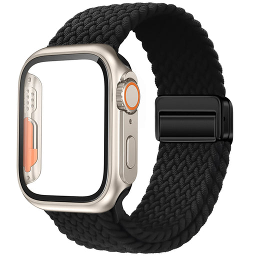 Black Braided Watch Strap With Case For Apple Watch Series On Sale