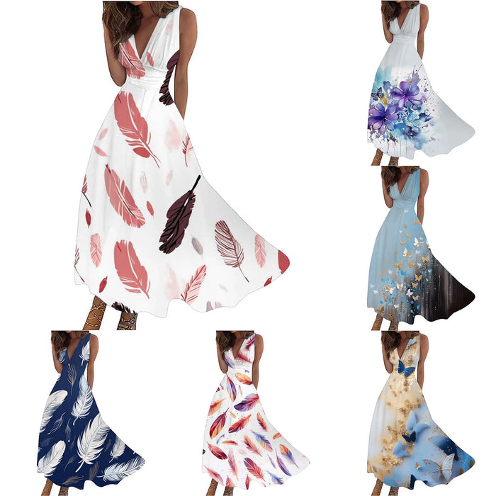 Butterfly And Feather Printed Dress On Sale