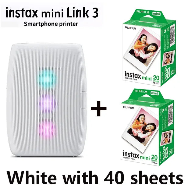 Fujifilm Instax Mini Link 3 Bluetooth Instant Photo Printer For Instax Mini Film – Portable Smartphone Printer (White) With 40 Sheets On Sale