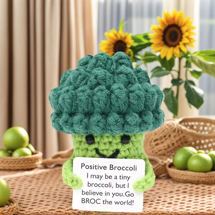 Handmade Positive Message Cute Upbeat Broccoli Crochet Plush Dolls For Desktop And Home Decor On Sale