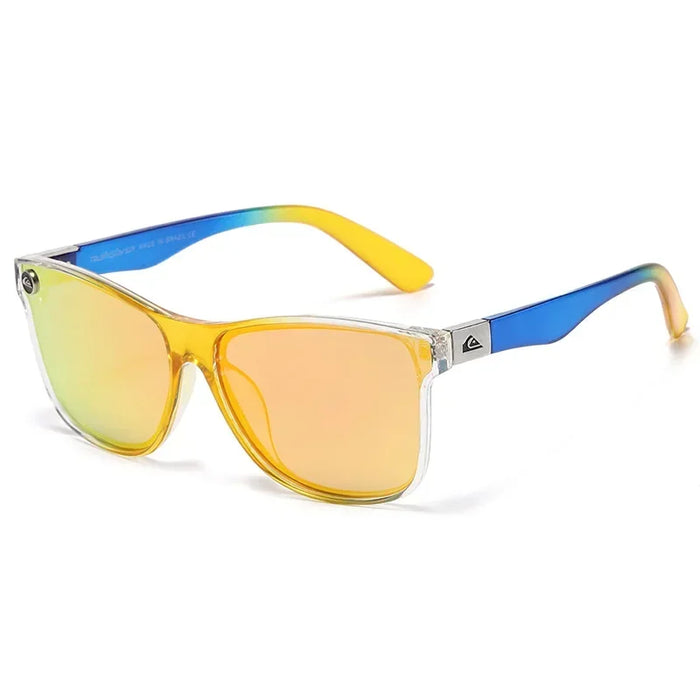 Classic Oval Vintage Style Sports UV400 Blue Yellow Frame Orange Lenses Sunglasses On Sale