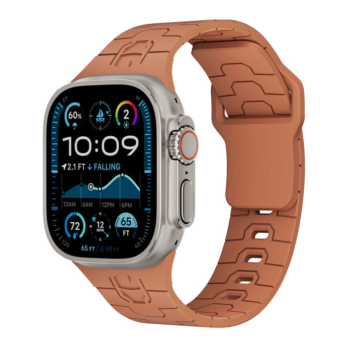 Superhero Style Brown Silicone Sport Straps For Apple Watch Series 49mm, 46mm, 45mm, 44mm, 42mm, 41mm, 40mm, 38mm On Sale
