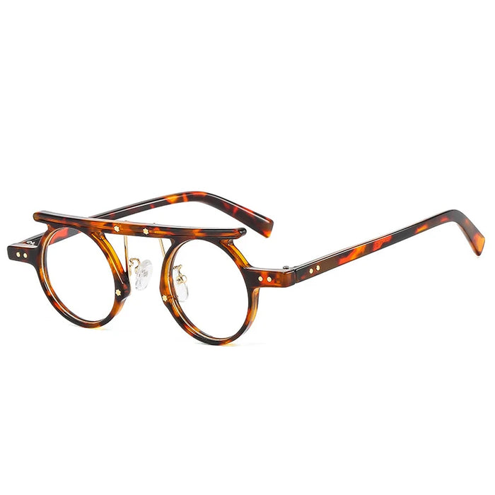 Leopard Clear Retro UV400 Round Steampunk Sunglasses On Sale